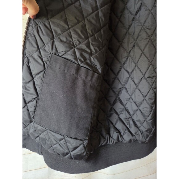 Snap On Tools Vtg XL Black Canvas Hooded Jacket Quilt Lined Workwear Hoodie Euc - Picture 9 of 11